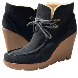 Michael Kors Suede Sherpa Wedge Boots Womens Size 9 Made in Brazil